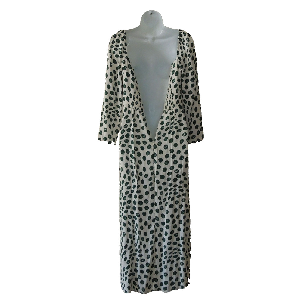 A6 NWoT REFORMATION Green Spot Print Square Neckline Hilda Midi Dress Size 6 - Picture 4 of 7